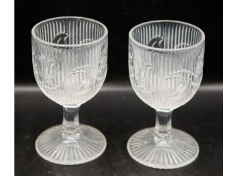 A Pair Of 2 Glass Wine Goblets (142)