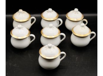 Lot Of 7 Smaller Ceramic Tea Cups W/ Lids Made In Portugal ()