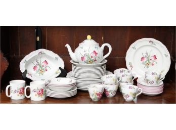 51 Piece China Set - Spode England - 2/6770 - Marlborough Sprays - Some Chips - As In Condition (171)