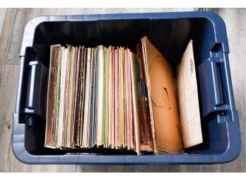 Lot Of Assorted Vinyl Albums W/ Plastic Storage Container (195)
