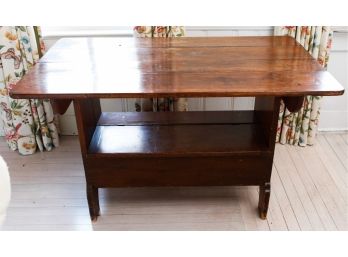 Beautiful Wooden Table W/ Storage -  30Hx48Lx28W (027)
