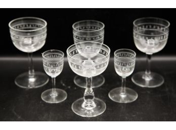 Lot Of 6 Assorted Elegant Glass Ware Stemmed Glasses (151)