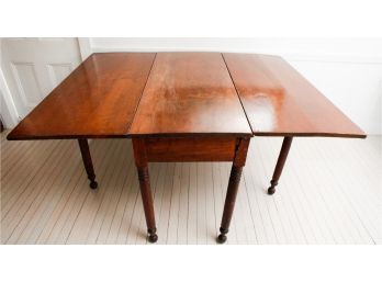 Antique Drop Leaf Table Cherry Breakfast 19th C Solid Wood Folding-H30xL58xW46 - Closed H30xL19xW46 (010)