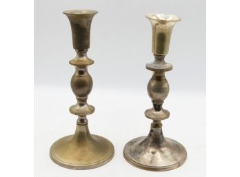 2 Antique Brass Candle Stick Holders (229)