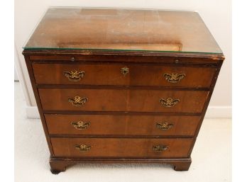 Antique 4 Drawer Dresser With Glass Top - Scratches On Surface - 30Hx29Lx16W (044)