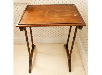 Vintage  Wooden Side Table Bamboo Style Legs - 23Hx19Lx15W (062)