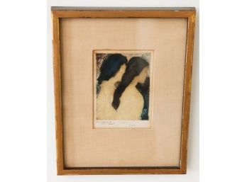 RARE Arthur B. Davies, Sisters, Aquatint, 1919 - Framed And Matted - Signed - 12Hx9.5W(024)