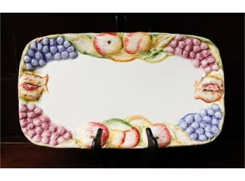 Italian Beautiful  Vintage Serving Platter  - Fruit Motif - Made In Italy - 17x10 (125)