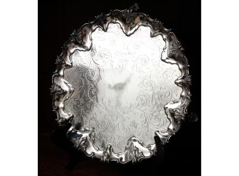 Stunning Vintage  Silver-plated -  Footed Serving Platter - 13' (123)