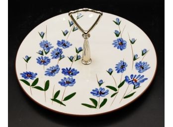 Vtg Stangl Pottery Serving Plate Tray W/ Handle Desserts Hand Painted (167)