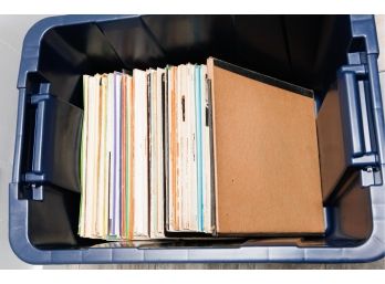 Lot Of Assorted Vinyl Albums W/ Plastic Storage Container (196)