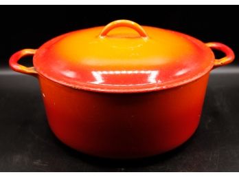 Vintage Descoware Belgium Flame Red Enameled Cast Iron Oval Dutch Oven (160)