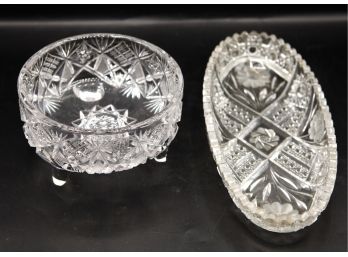 2 Stunning Cut Glass Candy Dishes (137)