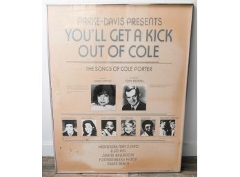 RARE 1990 Parke Davis Presents - You'll Get A Kick Out Of Cole - Poster 40Hx30L (190)