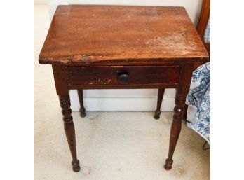 Vintage Wooden Side Table W/ Drawer - 26Hx23Lx17.5W (057)