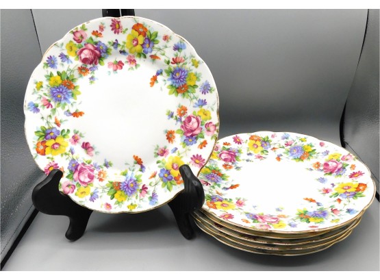 Jaccard's Dresden Dinner Plate Set, 6 Floral Plates