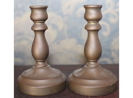 Pair Of Small Brass Candlestick Holders