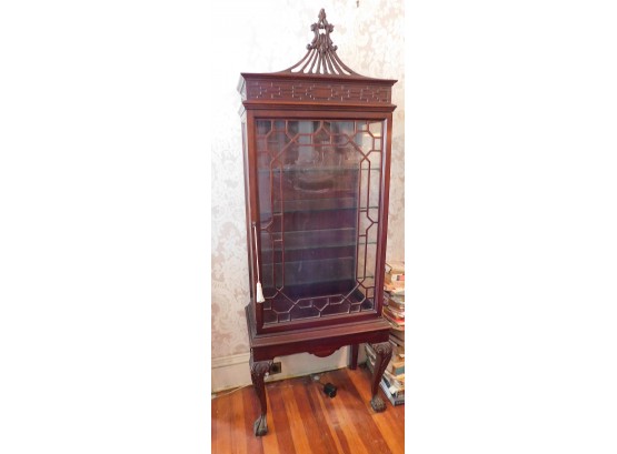Claw Foot Vintage China Cabinet With Glass Shelves
