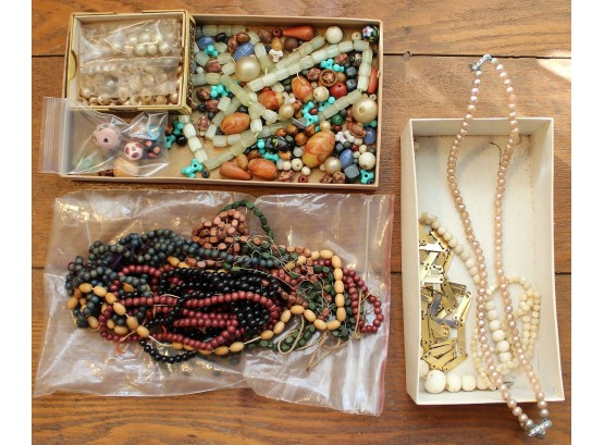 Lot Of Assorted Beads & Beaded Necklaces