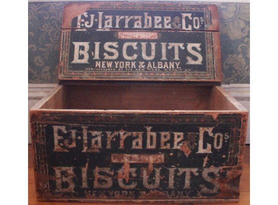 Large Antique EJ Larrabee & Co. Biscuit Wood Crate