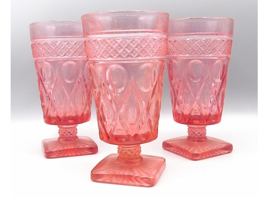 Pink Depression Glass Dessert Glasses, Set Of 3
