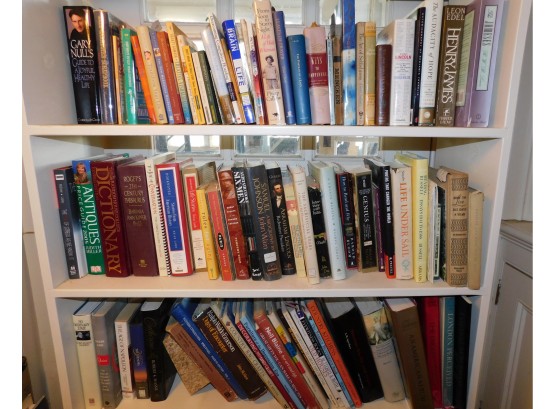 Assorted Books, Variety Of Books, 4 Shelves Of Books