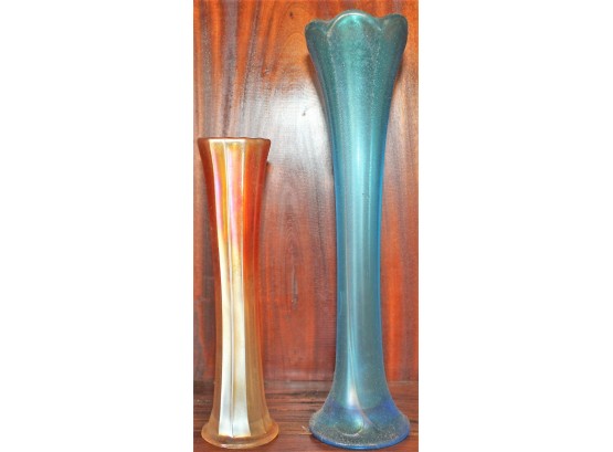 Pair Of Skinny Decorative Glass Vases
