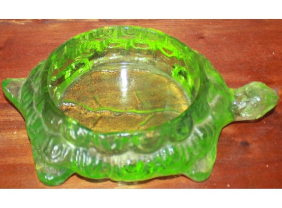 Decorative Green Glass Turtle Bowl