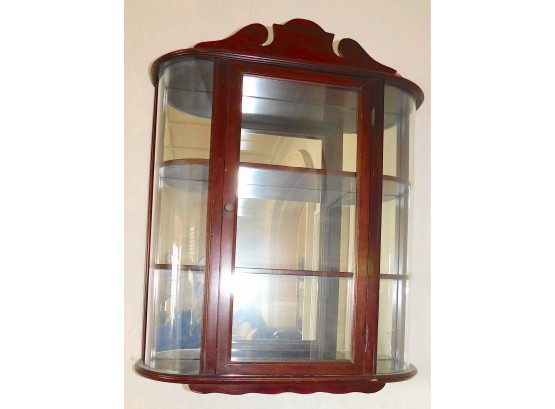 Curved Glass Wall Hanging Curio Cabinet