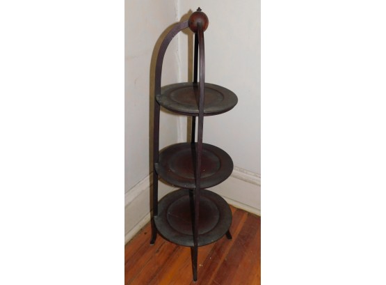 Antique Mahogany Solid Wood 3 Tier Pie Rack / Plant Stand