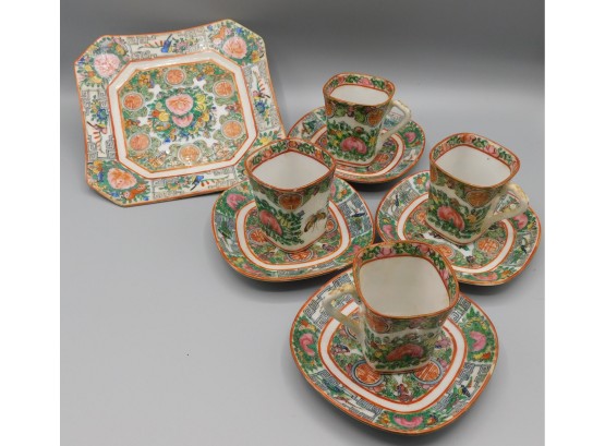Painted Porcelain Tea Set And Serving Plate Made In China