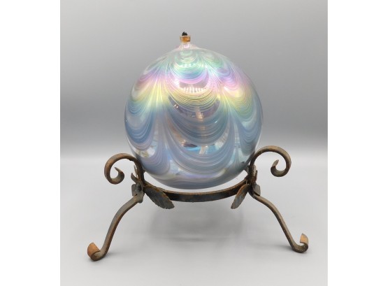 Blown Glass Witches Ball With Stand