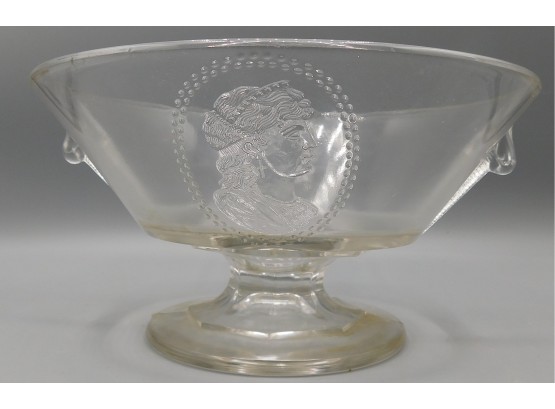EAPG Adams Opera Actress Pattern Glass Pedestal Bowl
