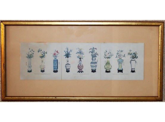 Framed Japanese Vase Illustrations