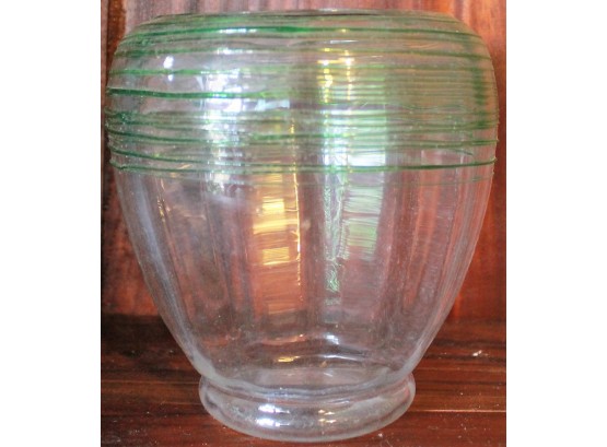 Lovely Decorative Green Striped Glass Vase