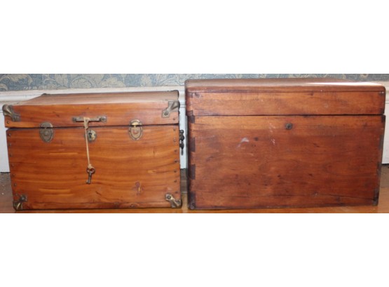 Pair Of Antique Wooden Storage Boxes (W028)
