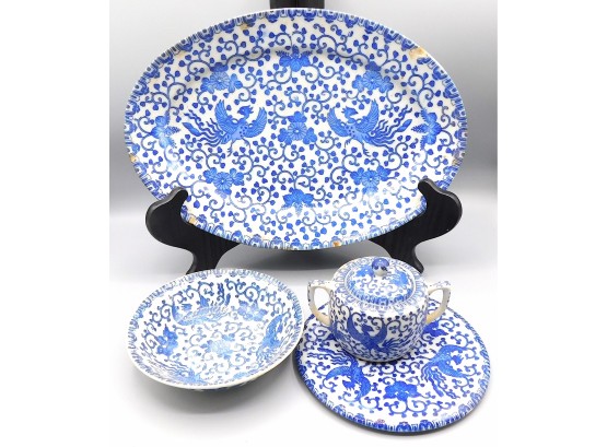 Modern Japan Porcelain Sugar Bowl, Bowl, Saucer, And Platter