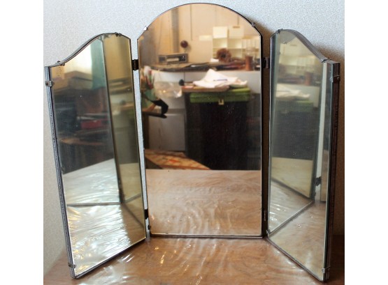 Three Part Hinged Table Top Vanity Mirror