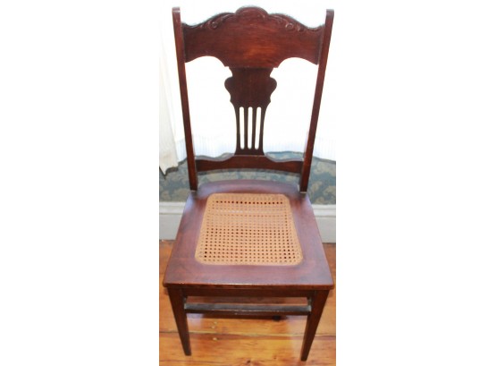 Vintage Wood Chair With Cane Seat