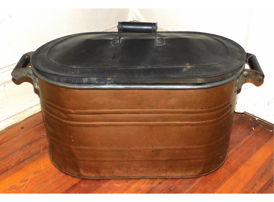 Antique Copper Boiler Wash Tub Kettle With Lid