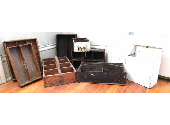 Antique Cutlery Trays, Wooden Boxes,Assorted Colors And Styles, 8