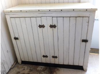 Antique Painted Rustic Farm Primitive Pantry Cabinet Cupboard