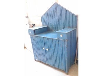 Hand Crafted Converted Dry Sink / Entry Desk, Painted Blue Wood