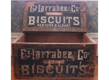 Large Antique EJ Larrabee & Co. Biscuit Wood Crate
