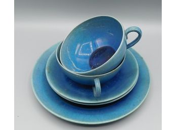 Blue Ceramic Tea Cup & Saucer Set Made In Japan