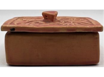 Hand Crafted Pink Ceramic Trinket Box With Floral Pattern