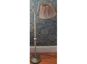 Vintage Wood Floor Lamp With Brass Base