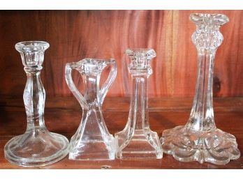 Lot Of Assorted Glass Candlestick Holders