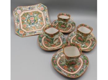 Painted Porcelain Tea Set And Serving Plate Made In China