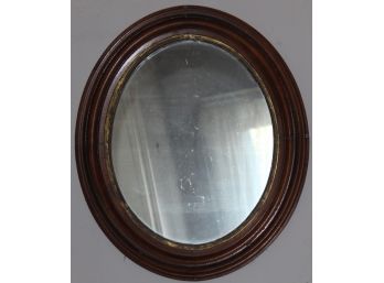 Vintage Walnut Oval Wall Mirror